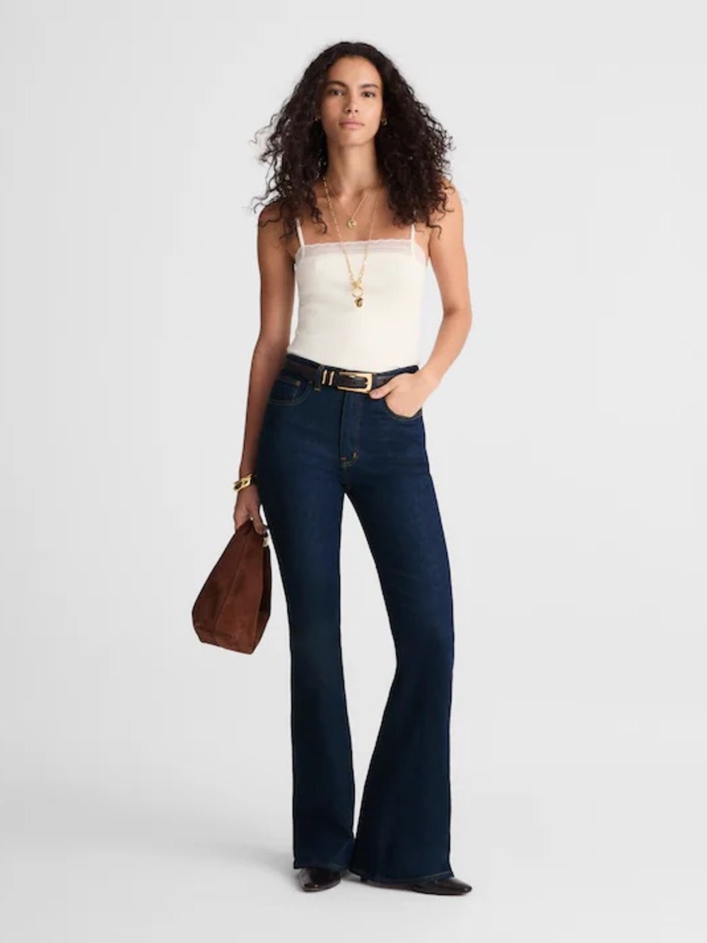 NWT Madewell The Stretch Flare Jean in Rinse Wash, Size 14W